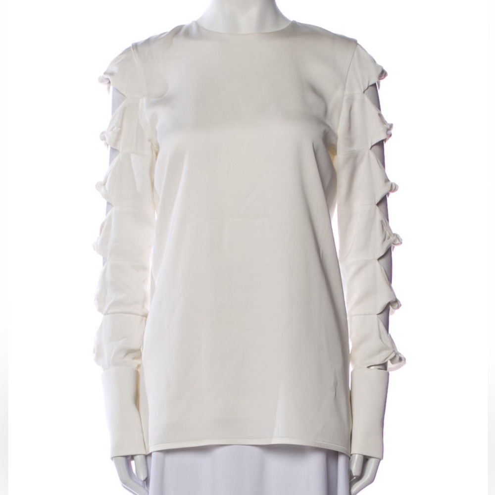 Victoria Beckham Cream Long Sleeve Top